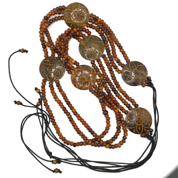 Bohemian Multi Strand Beaded Belt 53" - Picture 3 of 12